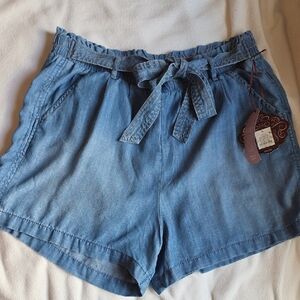 Knox Rose Light Blue Paperbag Tie-Waist Shorts